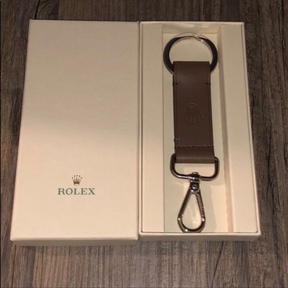 Rolex keychain accessory key ring with leather